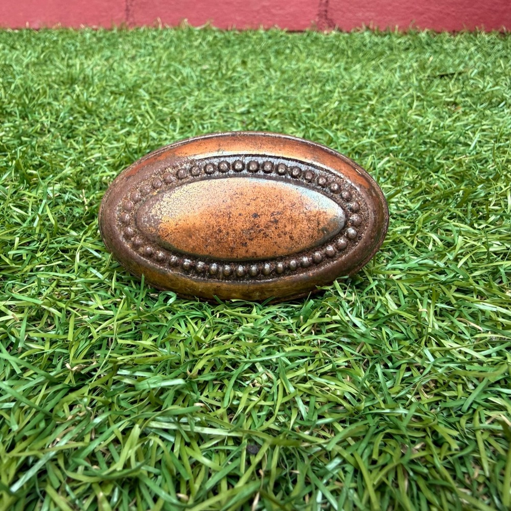 Antique Oval Beaded Doorknob Ornate Brass‎ Metal Door Handle Hardware